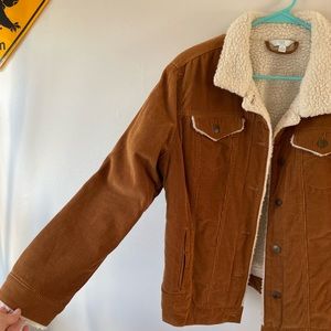 A Corduroy jacket with white fluffy in the inside!